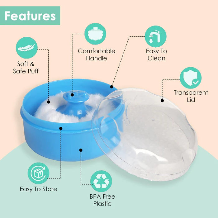 Baby Powder Puff with Storage Box – Soft Talcum Powder Applicator | Gentle Baby Care