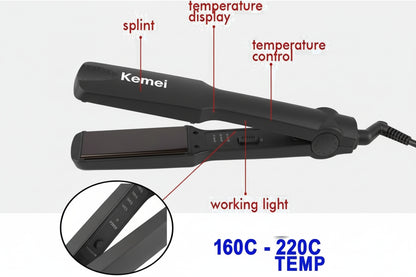 Kemei KM-329 Hair Straightener – Ceramic Fast Heating Flat Iron for Smooth & Silky Hair