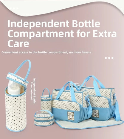 5 Pcs Baby Diaper Bag Set – Waterproof Organizer Bags | Travel-Friendly