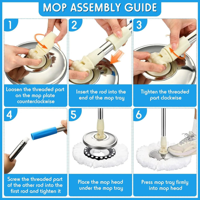 Premium Rotating Spin Mop Bucket Blue Shopping Door