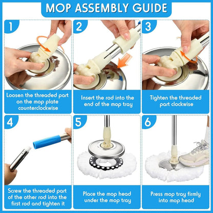 Premium Rotating Spin Mop Bucket Blue Shopping Door