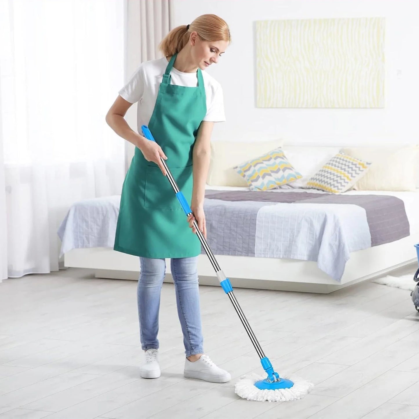 Premium Floor Cleaning Mop System blue Shopping Door