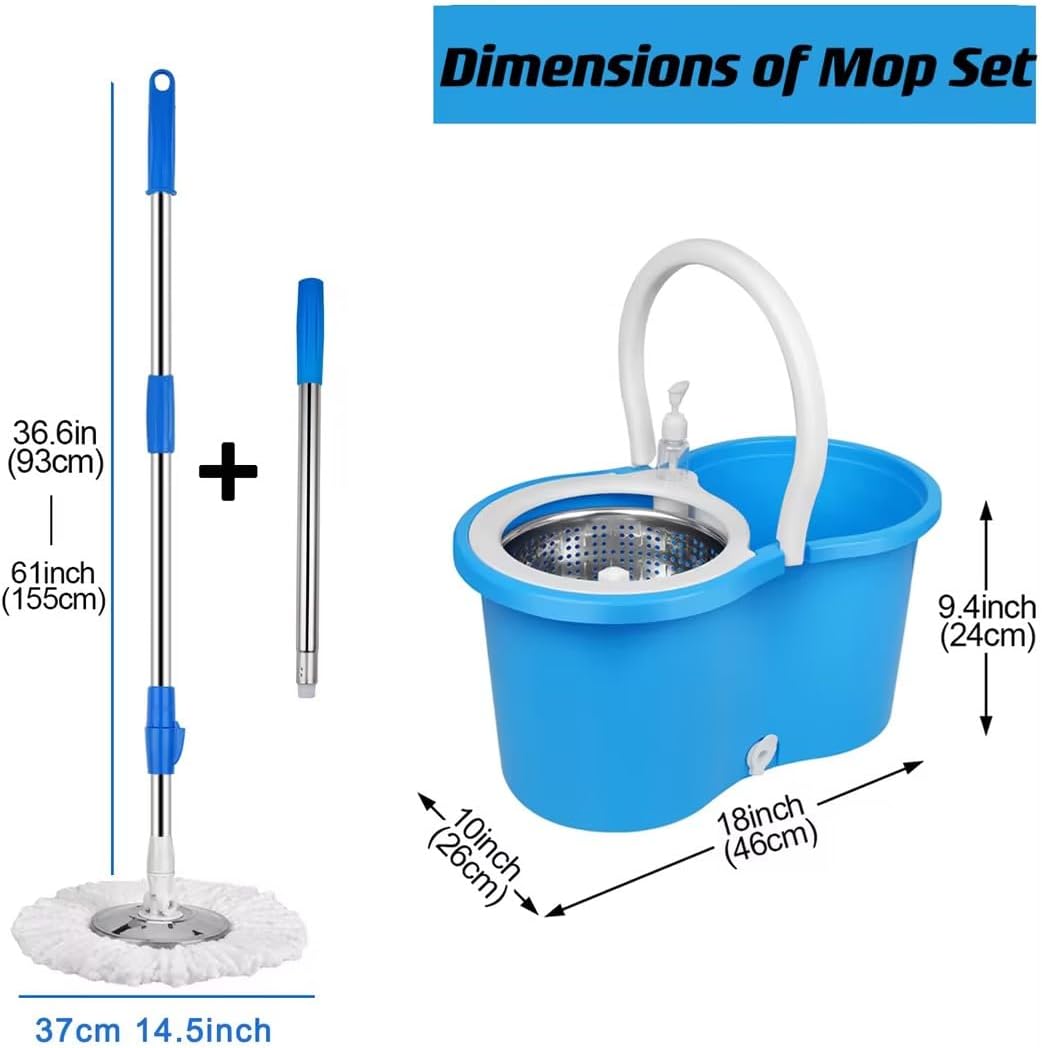 360° Spin Mop Bucket with Extra Microfiber Heads blue Pakistan