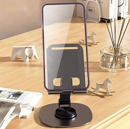 Aluminium 360° Rotating Phone & Tablet Stand – Premium Desktop Holder | Adjustable & Stable