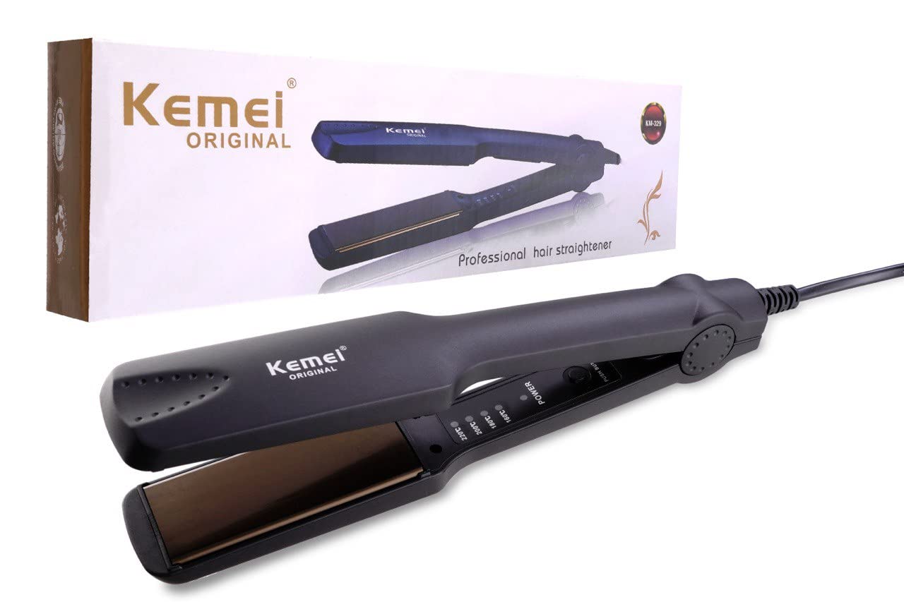 Kemei KM-329 Hair Straightener – Ceramic Fast Heating Flat Iron | Smooth & Silky Hair