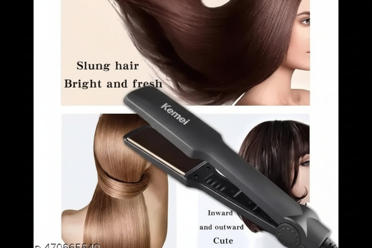 Kemei KM-329 Hair Straightener – Ceramic Fast Heating Flat Iron for Smooth & Silky Hair