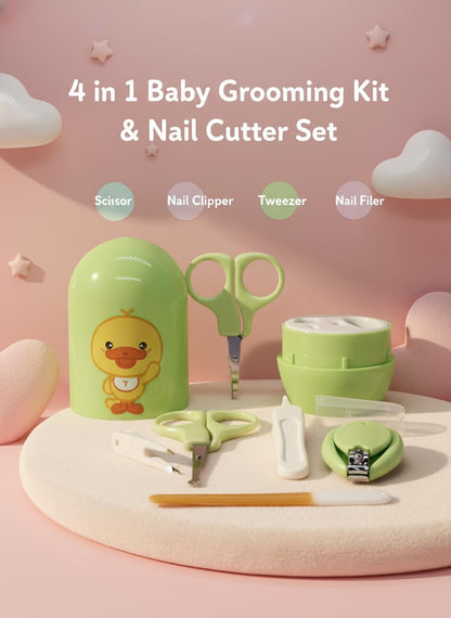 Baby Nail Cutter Set 4-in-1 – Safe Infant Nail Care Kit with Travel Case | Easy & Portable
