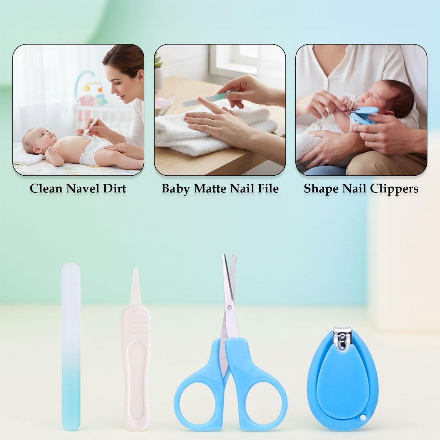 Baby Nail Cutter Set 4-in-1 for Newborns – Safe Infant Nail Care Kit with Travel Case (Sky Blue)