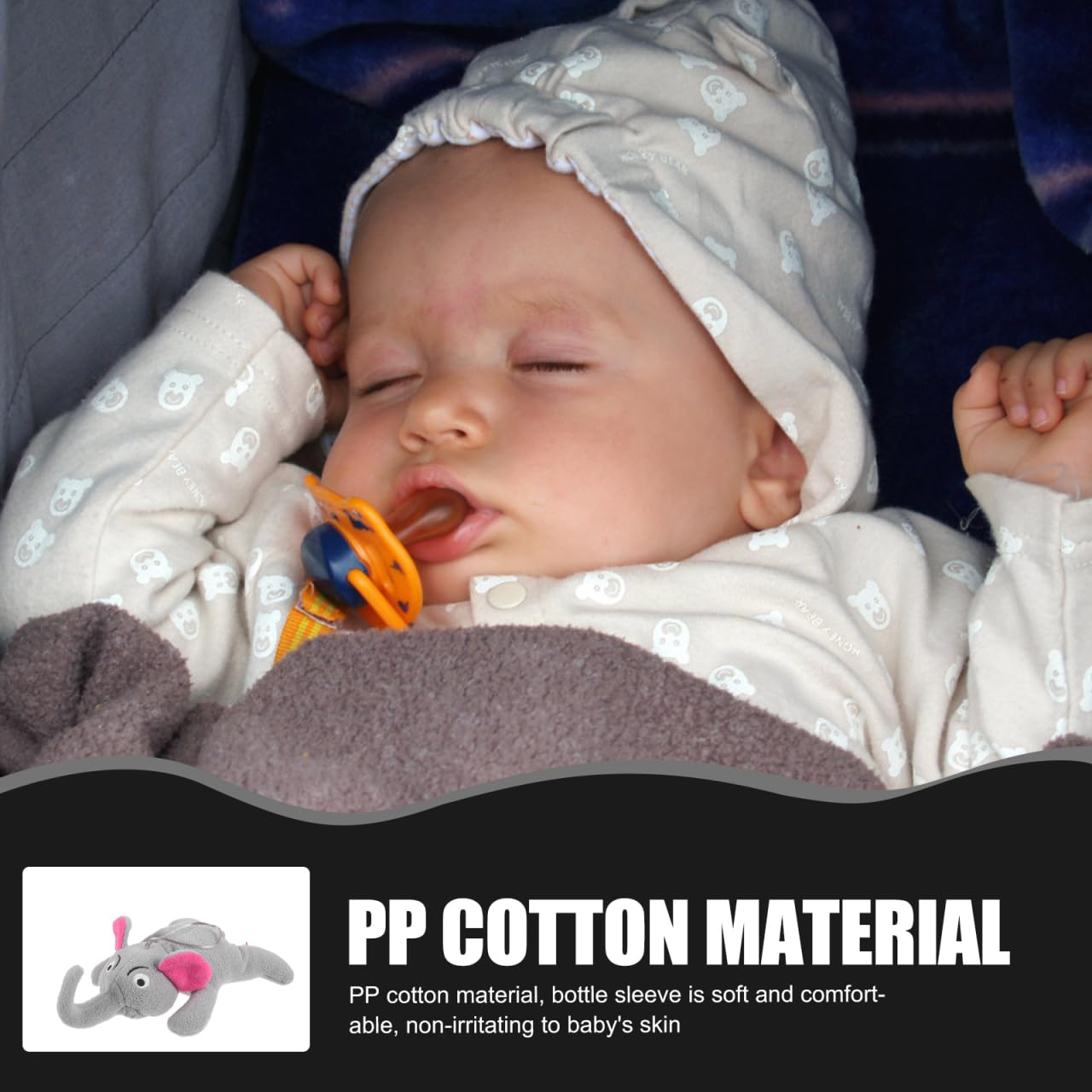 Baby Feeding Bottle Cover – Soft Plush Insulated Milk Bottle Protector | Fits Most Bottles – Grey