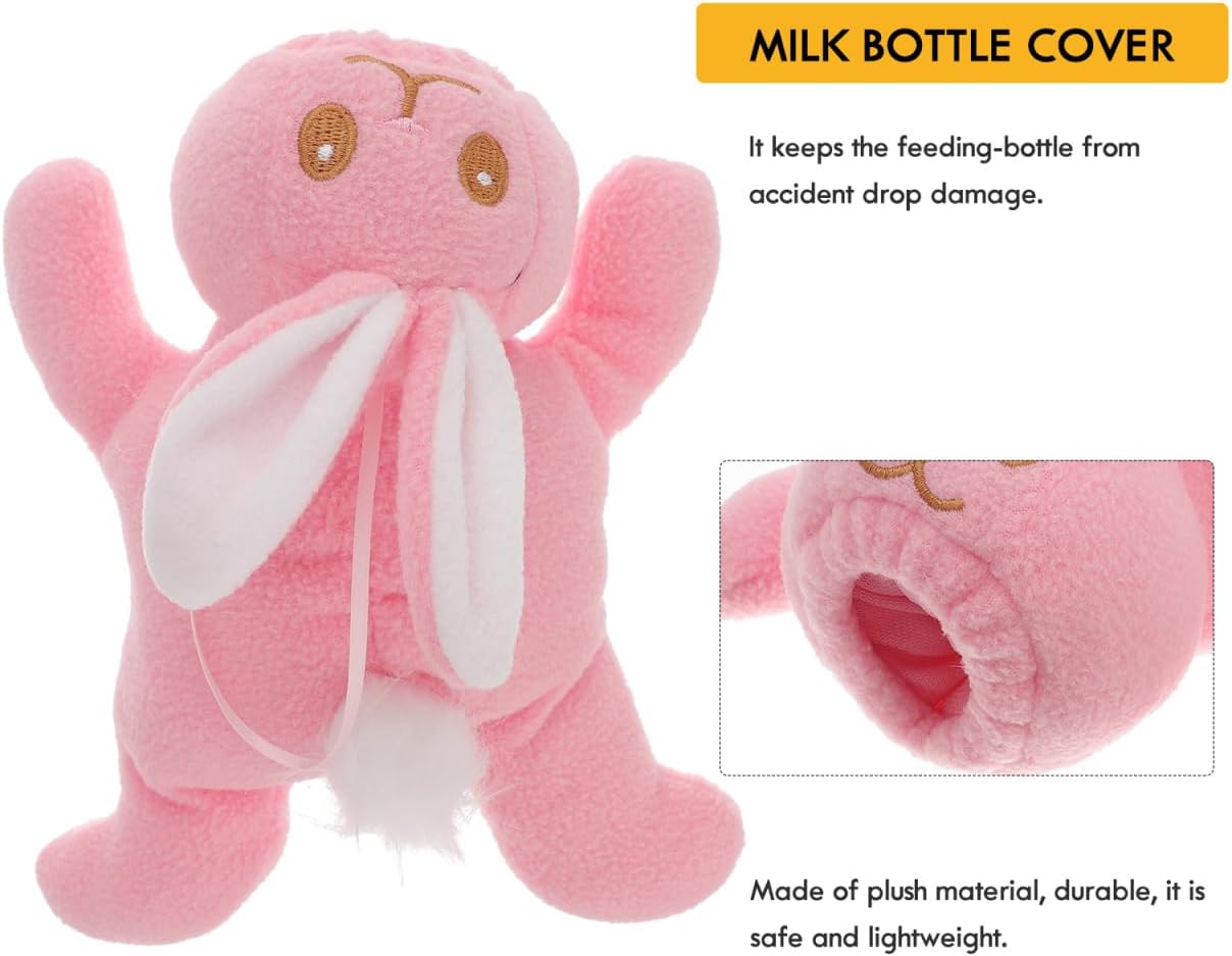 Baby Feeding Bottle Cover – Soft Plush Insulated Milk Bottle Protector | Fits Most Bottles – Pink