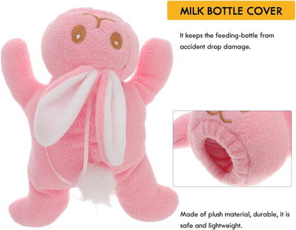 Baby Feeding Bottle Cover – Soft Plush Insulated Milk Bottle Protector | Fits Most Bottles – Pink