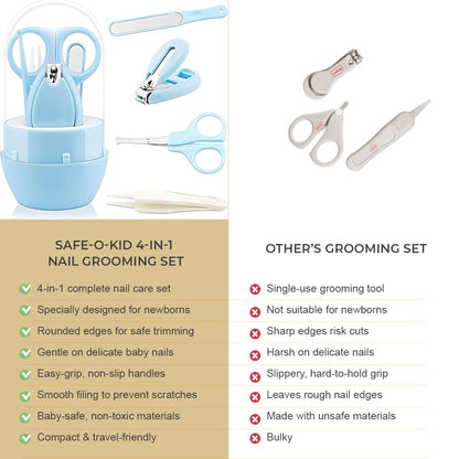 Baby Nail Cutter Set 4-in-1 – Safe Infant Nail Care Kit with Travel Case | Easy & Portable