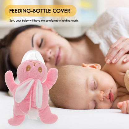 Baby Feeding Bottle Cover – Soft Plush Insulated Milk Bottle Protector | Fits Most Bottles – Pink