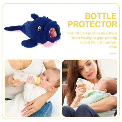 Baby Feeding Bottle Cover – Soft Plush Insulated Milk Bottle Protector | Fits Most Bottles – Blue