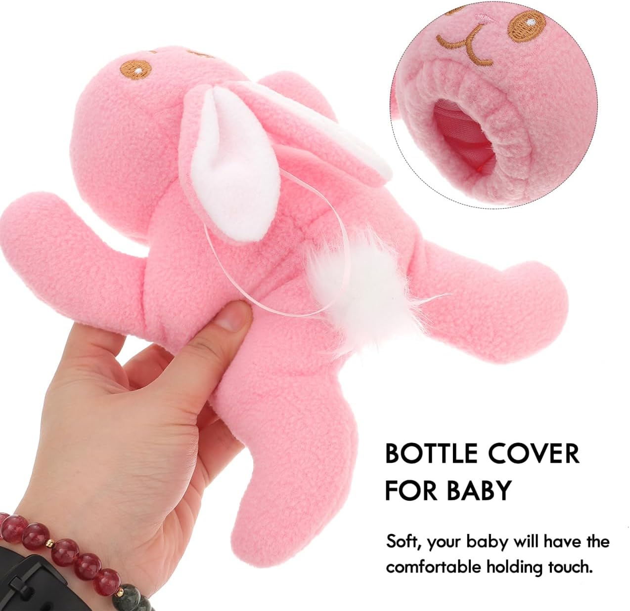 Baby Feeding Bottle Cover – Soft Plush Insulated Milk Bottle Protector | Fits Most Bottles – Pink