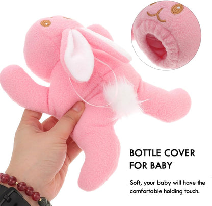 Baby Feeding Bottle Cover – Soft Plush Insulated Milk Bottle Protector | Fits Most Bottles – Pink