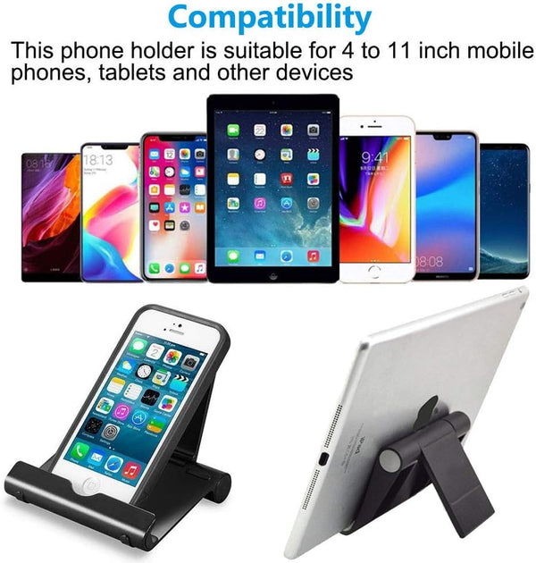 Universal Adjustable Mobile Phone Stand Holder – Foldable Desk Stand | Black