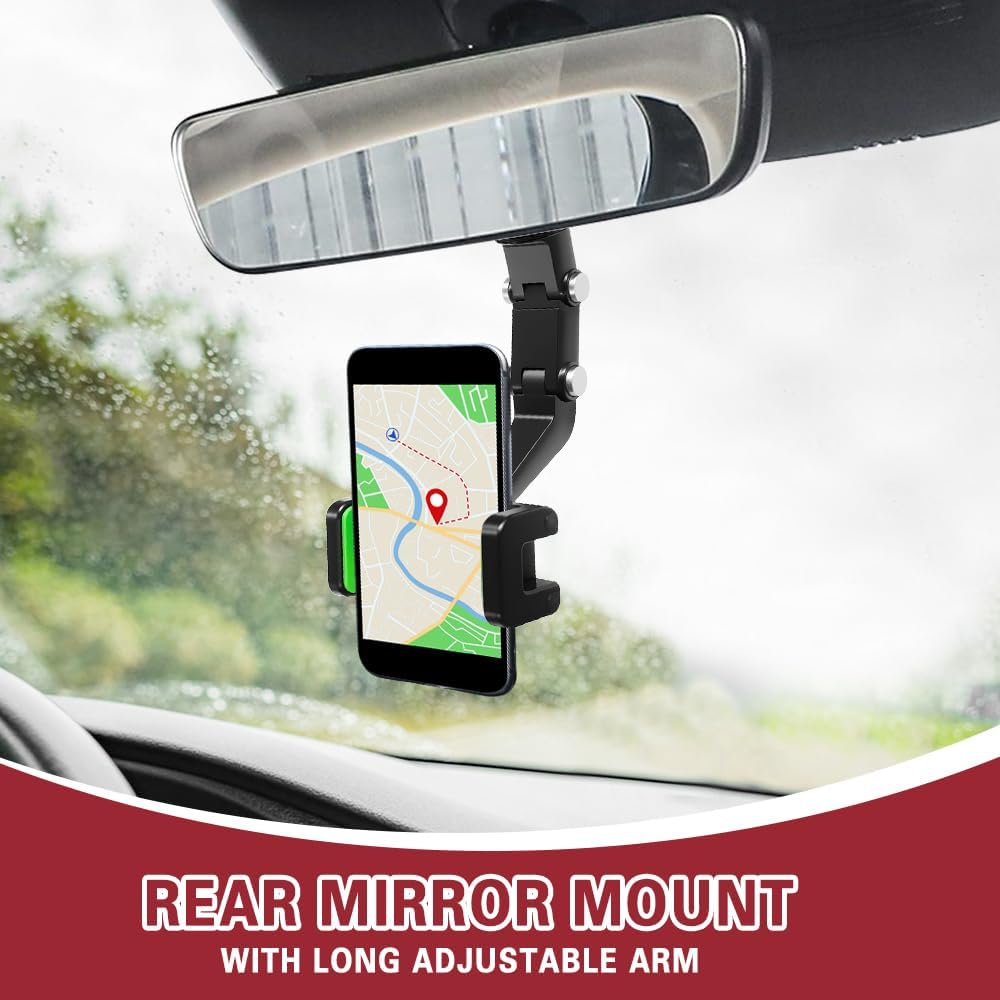 360° Car Mobile Holder – Adjustable Rearview Mirror Phone Mount | Universal Fit for Smartphones