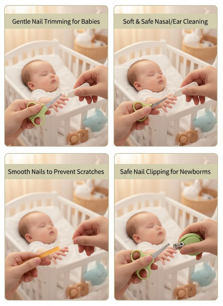Baby Nail Cutter Set 4-in-1 – Safe Infant Nail Care Kit with Travel Case | Easy & Portable