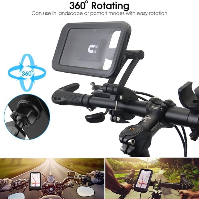 360° Waterproof Bike Phone Holder – Universal Motorcycle Mobile Mount | All Smartphones Compatible
