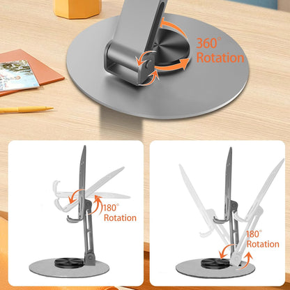 360° Metal Phone Stand – Premium Adjustable Mobile Holder | Rotating Base for Desk Use