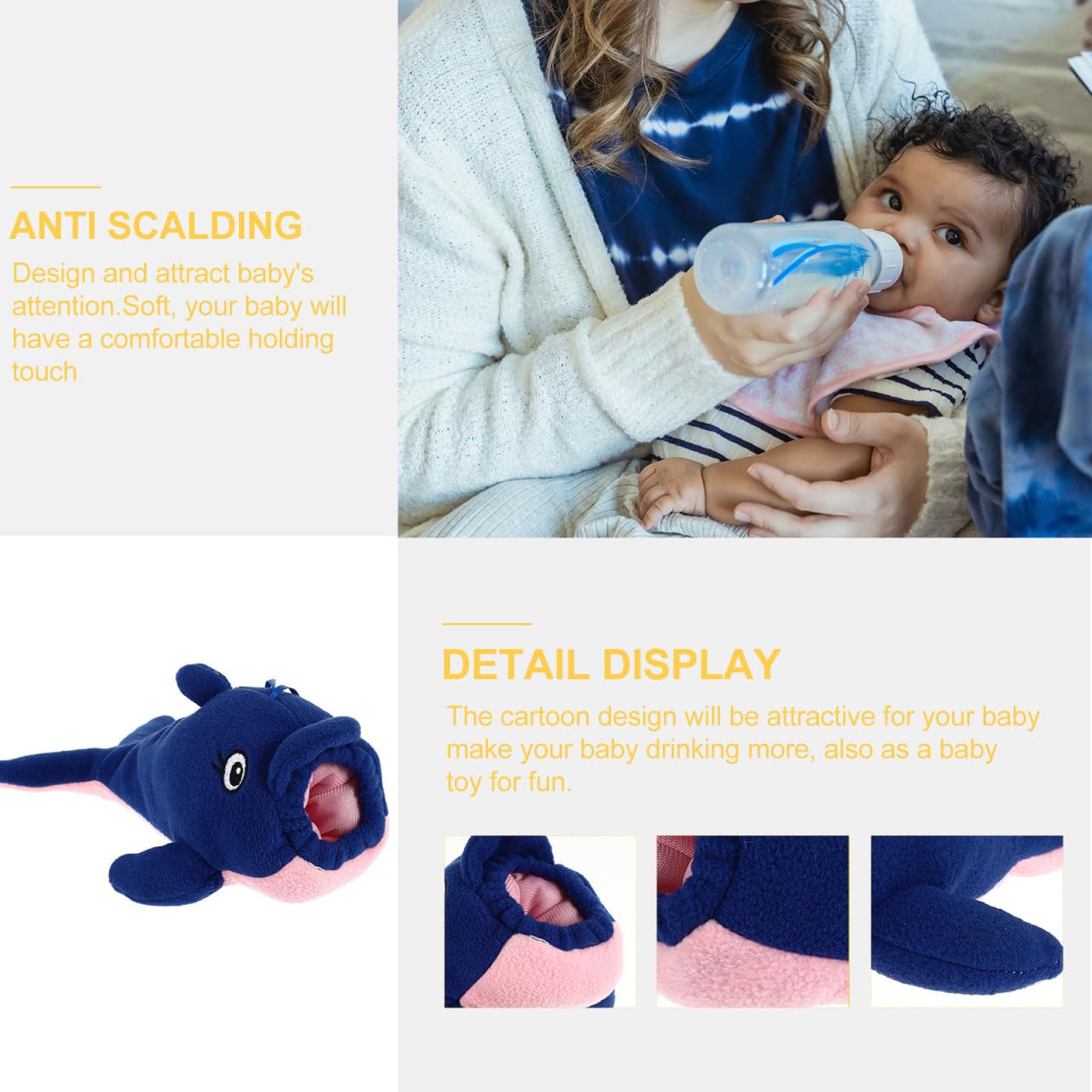 Baby Feeding Bottle Cover – Soft Plush Insulated Milk Bottle Protector | Fits Most Bottles – Blue