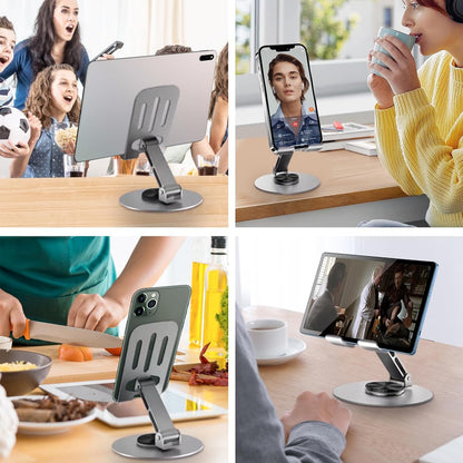 360° Metal Phone Stand – Premium Adjustable Mobile Holder | Rotating Base for Desk Use