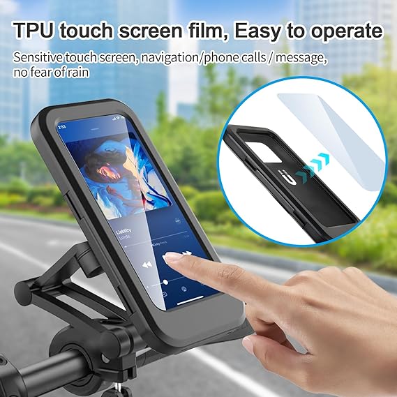 360° Waterproof Bike Phone Holder – Universal Motorcycle Mobile Mount | All Smartphones Compatible