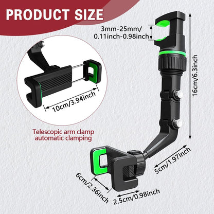 360° Car Mobile Holder – Adjustable Rearview Mirror Phone Mount | Universal Fit for Smartphones