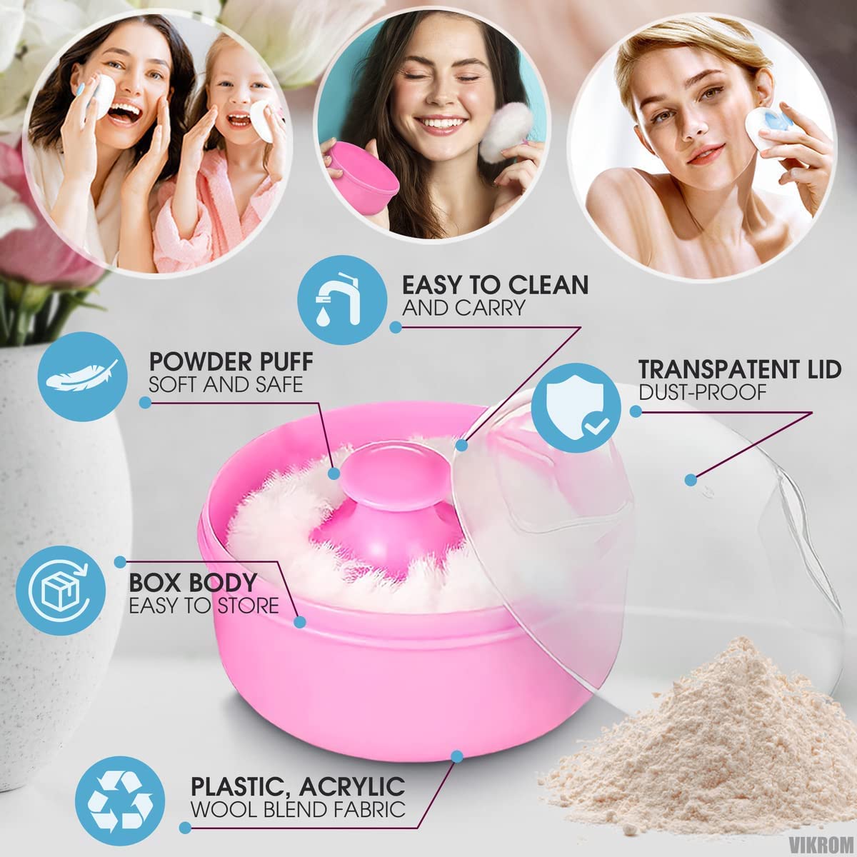 Baby Powder Puff with Storage Box – Soft Talcum Powder Applicator | Gentle Baby Care