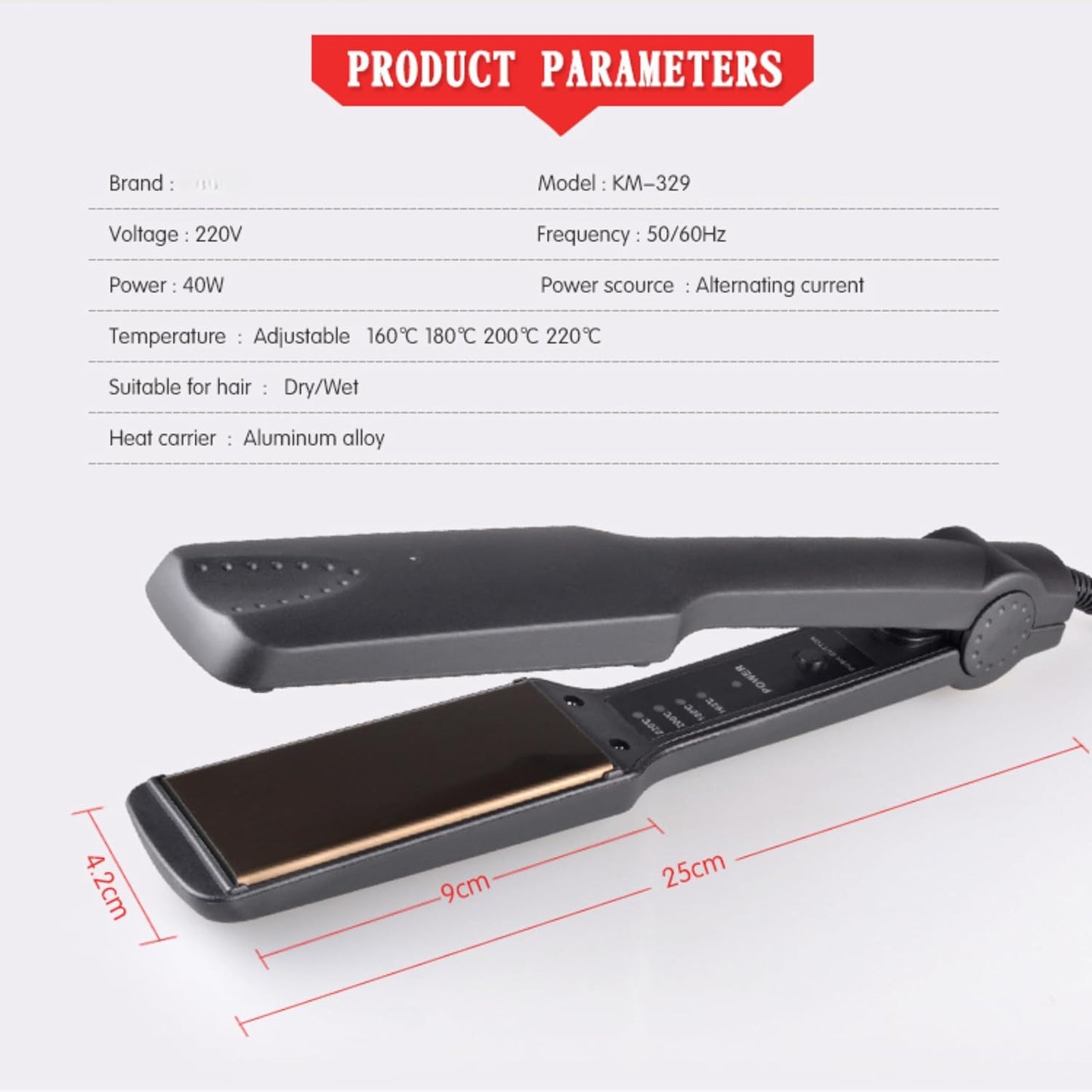 Kemei KM-329 Hair Straightener – Ceramic Fast Heating Flat Iron | Smooth & Silky Hair
