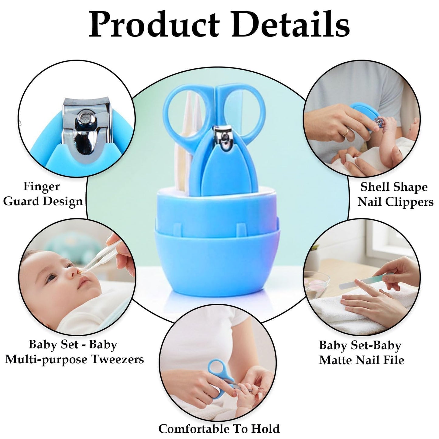 Baby Nail Cutter Set 4-in-1 – Safe Infant Nail Care Kit with Travel Case | Easy & Portable