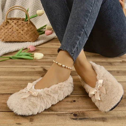 Women Winter Fluffy Fur Slippers – Warm Plush Non-Slip House Shoes | Comfortable & Soft
