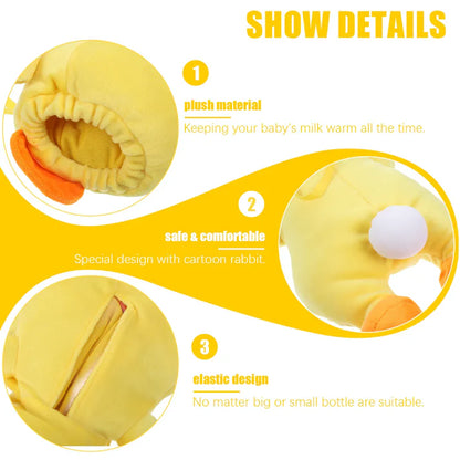 Baby Feeding Bottle Cover – Soft Plush Insulated Milk Bottle Protector | Fits Most Bottles – Multicolor