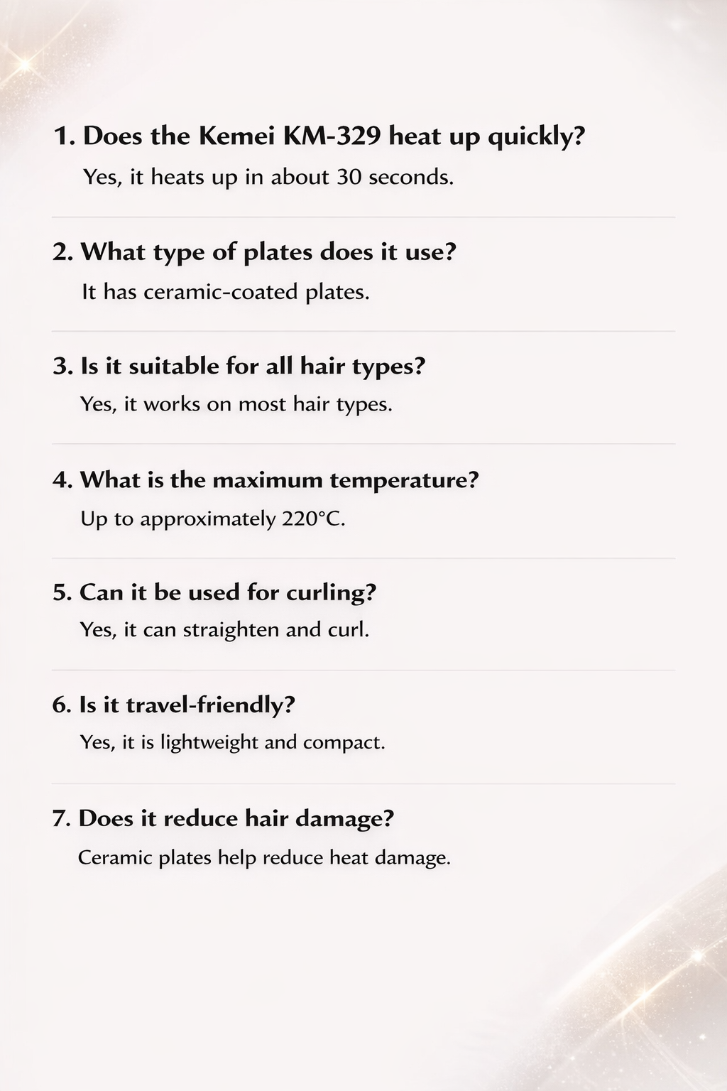 Kemei KM-329 Hair Straightener – Ceramic Fast Heating Flat Iron for Smooth & Silky Hair