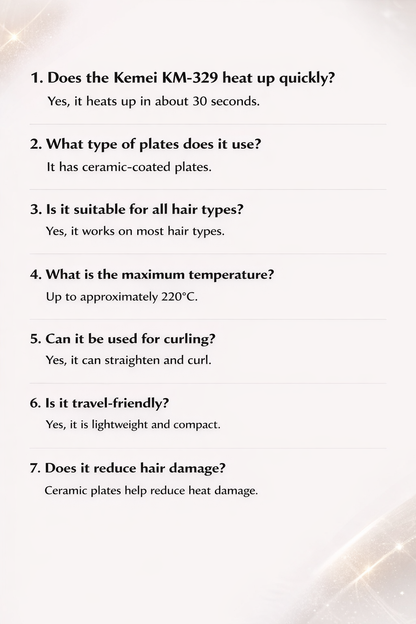 Kemei KM-329 Hair Straightener – Ceramic Fast Heating Flat Iron for Smooth & Silky Hair