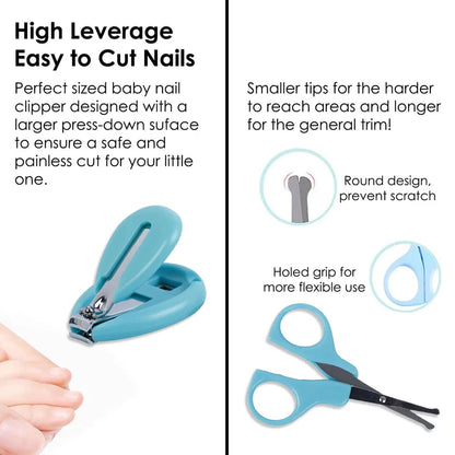 Baby Nail Cutter Set 4-in-1 for Newborns – Safe Infant Nail Care Kit with Travel Case (Sky Blue)