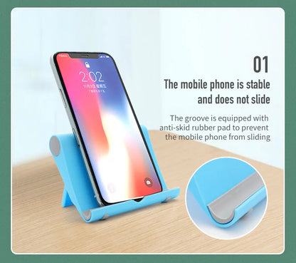 Universal Adjustable Mobile Phone Stand Holder – Foldable Desk Stand | Blue | Hands-Free Use