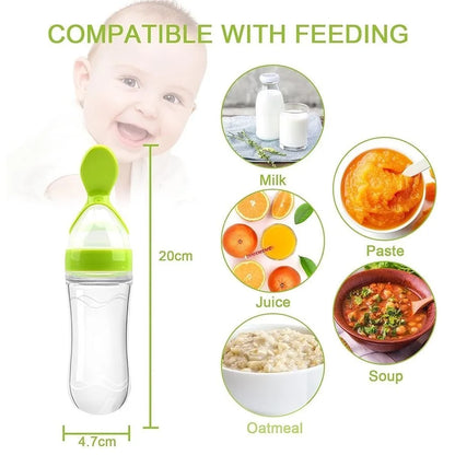 Baby Feeding Spoon Bottle – 90ML Newborn Milk Feeder | Soft Silicone Spoon