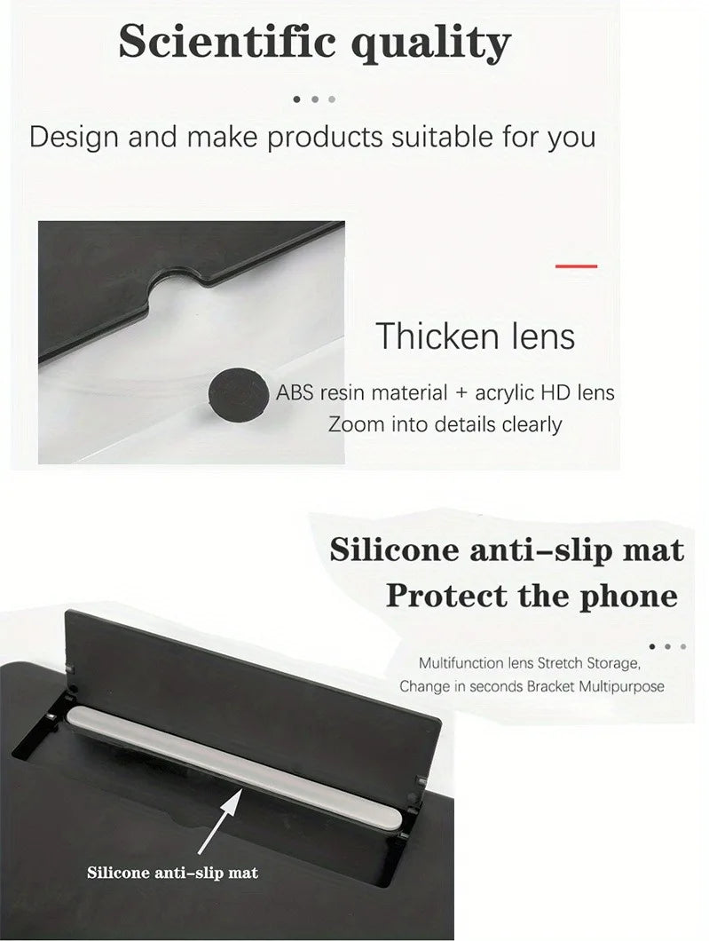 9 Inch 3D HD Mobile Screen Magnifier – Foldable Phone Video Amplifier | Eye-Friendly & Eye Protection