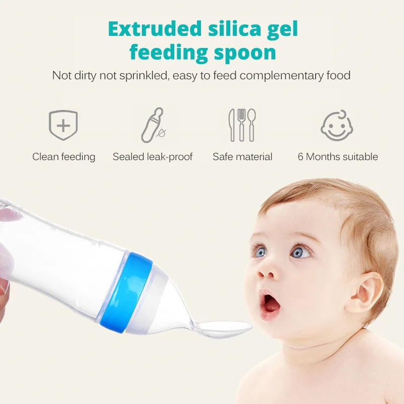 Baby Feeding Spoon Bottle – 90ML Newborn Milk Feeder | Soft Silicone Spoon
