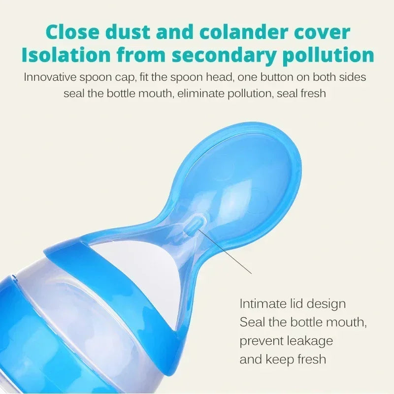 Baby Feeding Spoon Bottle – 90ML Newborn Milk Feeder | Soft Silicone Spoon