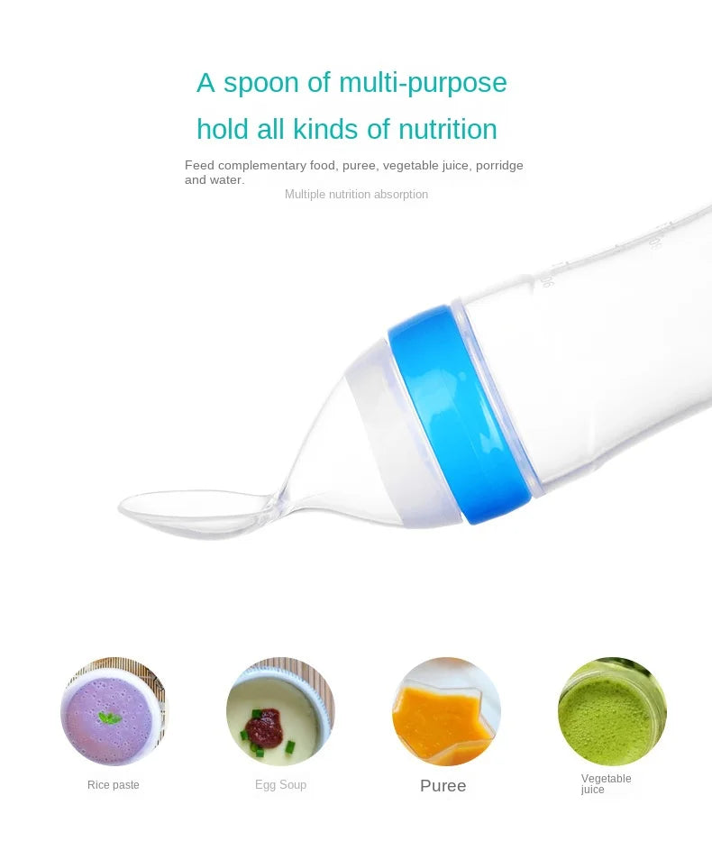 Baby Feeding Spoon Bottle – 90ML Newborn Milk Feeder | Soft Silicone Spoon
