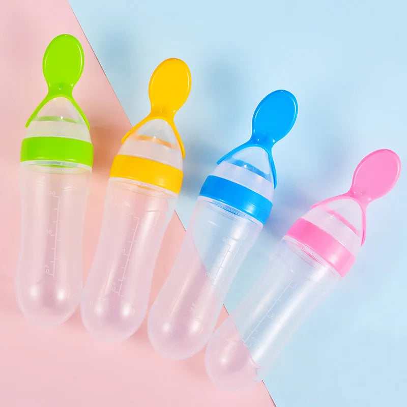 Baby Feeding Spoon Bottle – 90ML Newborn Milk Feeder | Soft Silicone Spoon