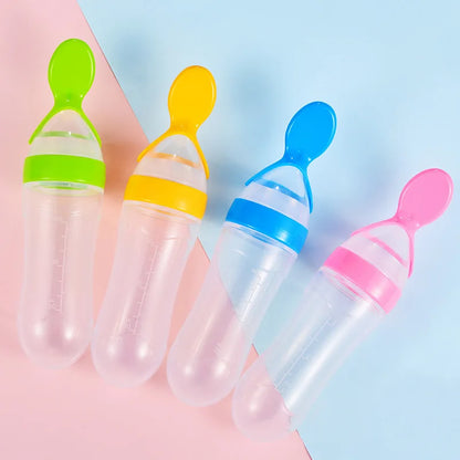 Baby Feeding Spoon Bottle – 90ML Newborn Milk Feeder | Soft Silicone Spoon