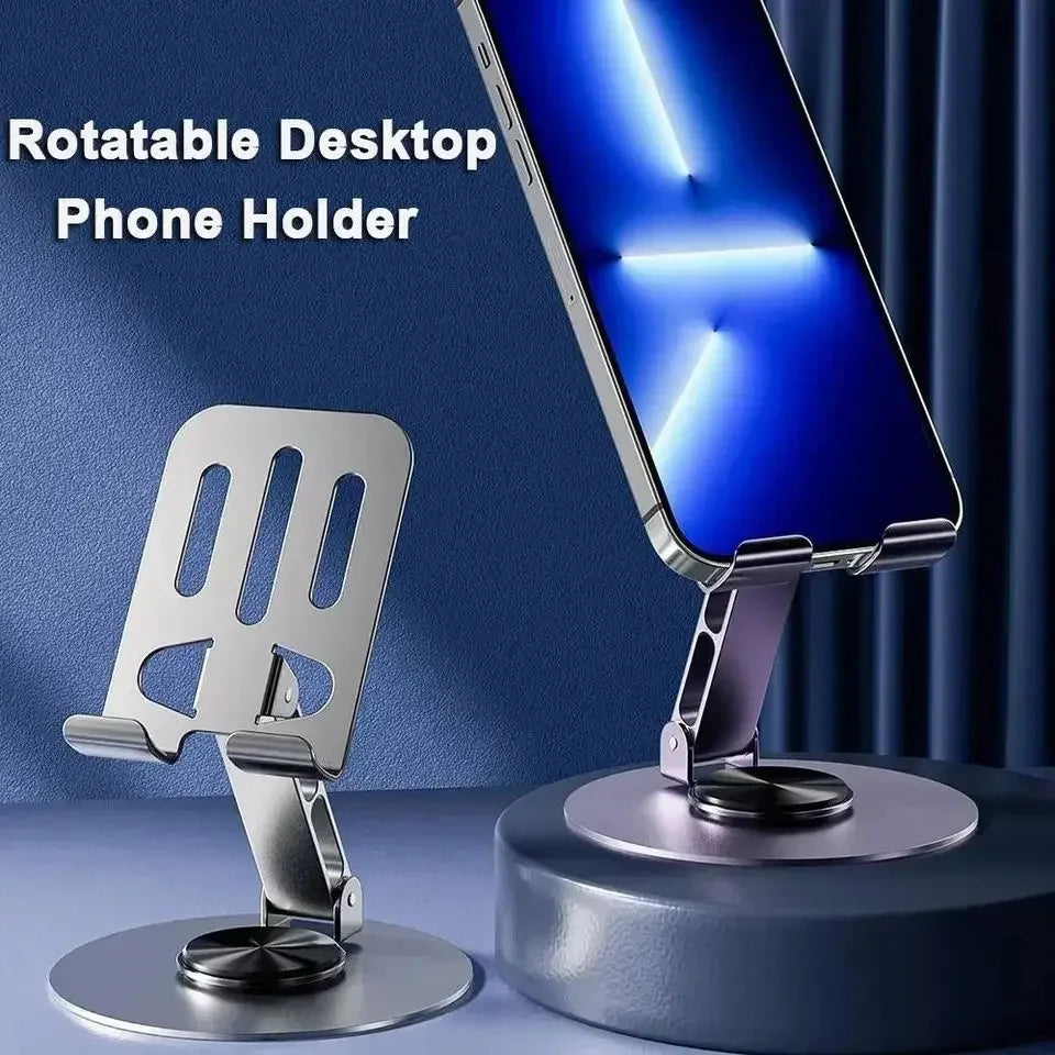 360° Metal Phone Stand – Premium Adjustable Mobile Holder | Rotating Base for Desk Use