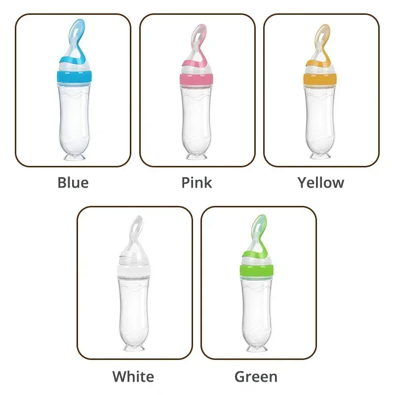 Baby Feeding Spoon Bottle – 90ML Newborn Milk Feeder | Soft Silicone Spoon