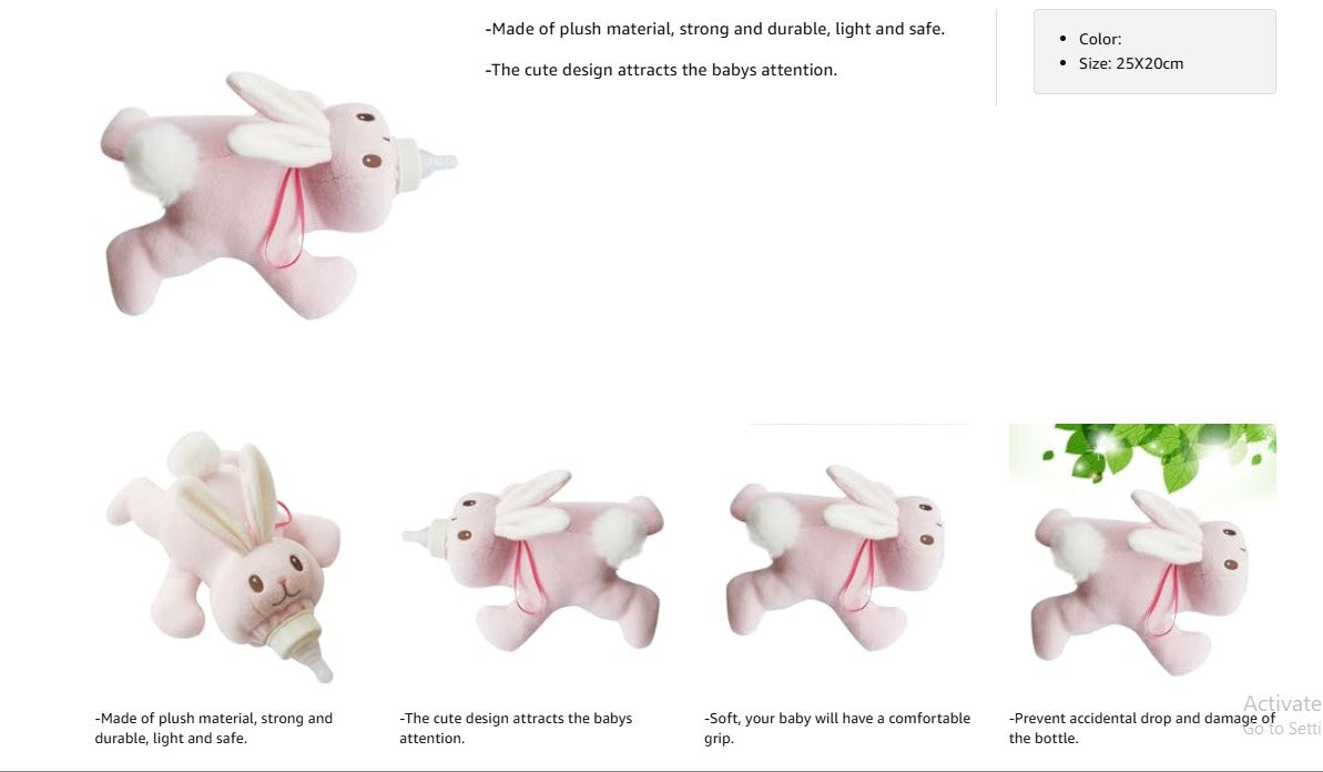 Baby Feeding Bottle Cover – Soft Plush Insulated Milk Bottle Protector | Fits Most Bottles – Pink