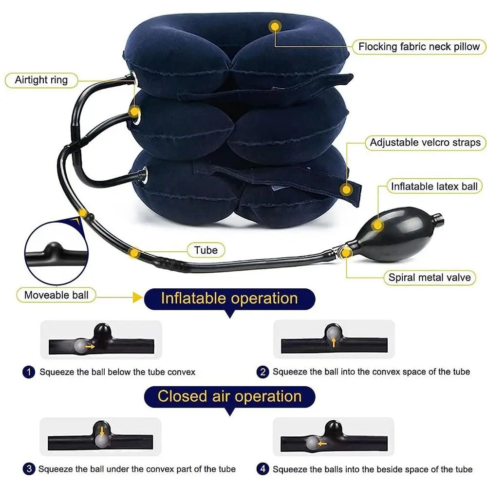 Inflatable Cervical Neck Traction – Adjustable Spine Support Pillow | Pain Relief & Relaxation