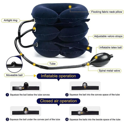 Inflatable Cervical Neck Traction – Adjustable Spine Support Pillow | Pain Relief & Relaxation